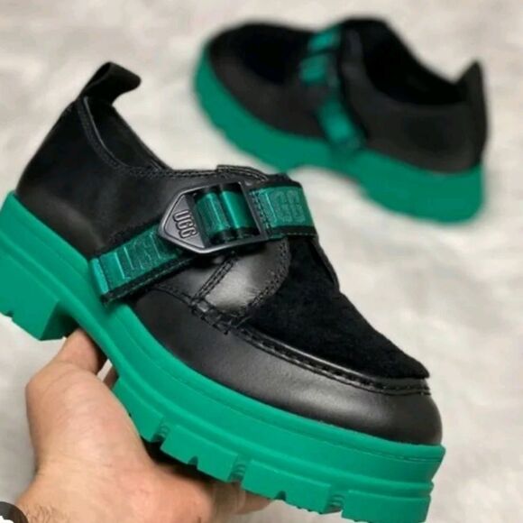 BRAND NEW UGG ASHTON SHOE PLUSH EMERALD GREEN WATERPROOF LEATHER SHOES G1 - Picture 12 of 16